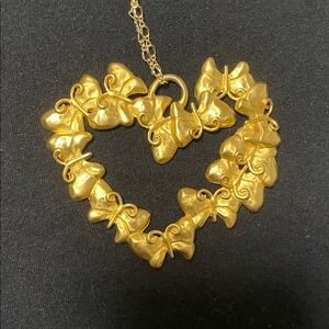 Givenchy Gold Tone Butterfly Heart Necklace